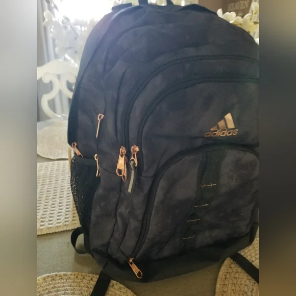 Adidas Grey & Black Stonewashed Rose Gold Accents Backpack Womans/Girls - Picture 2 of 8